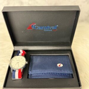 Carnival Cruise Line branded Men's Watch and Wallet Set